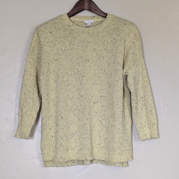 J. Jill Sweaters - J. Jill Speckled Knit Sweater XS Yellow Short Sleeve Cotton Nylon Blend